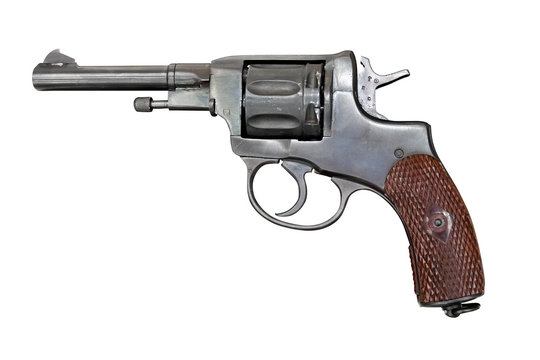 Old Nagant revolver. Clipping path included.