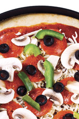 close up of pizza with toppings
