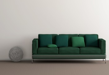 Couch mit grünen Kissen