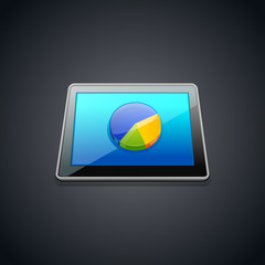 Tablet with statistics pie graphic chart icon
