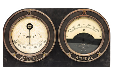 Old early twentieth century double ampere meter