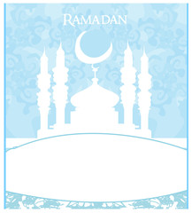 Ramadan background - mosque silhouette illustration card