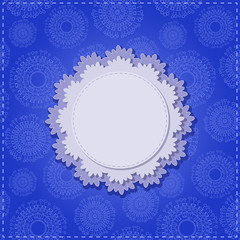 Blue Square Card with Round White Vignette