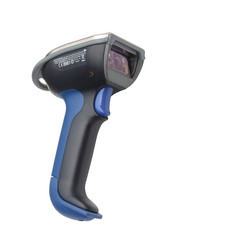 Bluetooth barcode and QR code scanner isolated over white backgr