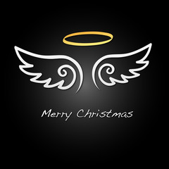 Merry Christmas - Hintergrund - Fl&uuml;gel - Wei&szlig;/Schwarz