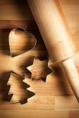 christmas background with cookie cutters
