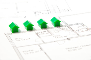 Häuser mit Bauplan