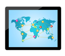 Tablet PC with Worldmap and Social Network