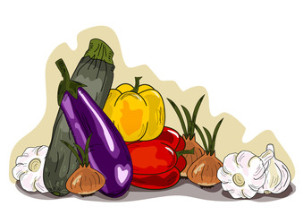 Gem&uuml;se, Vegetables  Illustration