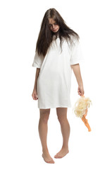 Zombie girl with plastic doll