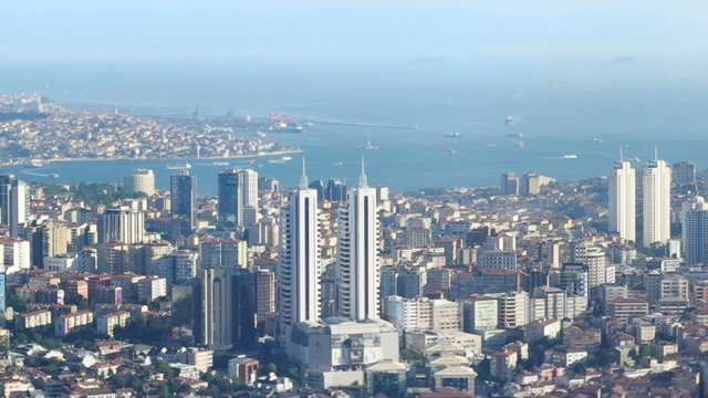 Aerial view of the Bosphorus strait and Marmara sea  through the