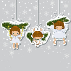 New year card with three angels