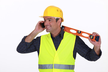 Tradesman talking on the phone