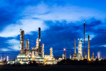 oil refinery plant at twilight morning