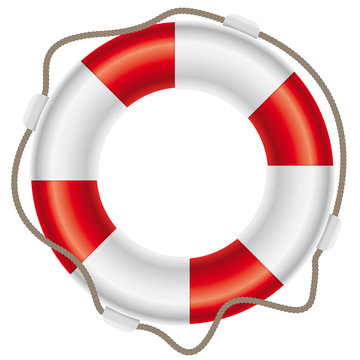 Rettungsring mit Seil auf wei&szlig;em Hintergrund