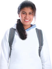 glückliches mädchen mit rucksack