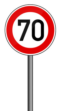 Verkehrsschild Geschwindigkeitsbegrenzung 70km/h