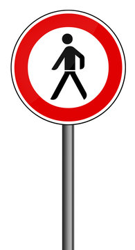 Verbotsschild RAL 3001 signalrot - Fußgänger