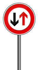 Warnschild RAL 3001 signalrot freigestellt - Gegenverkehr