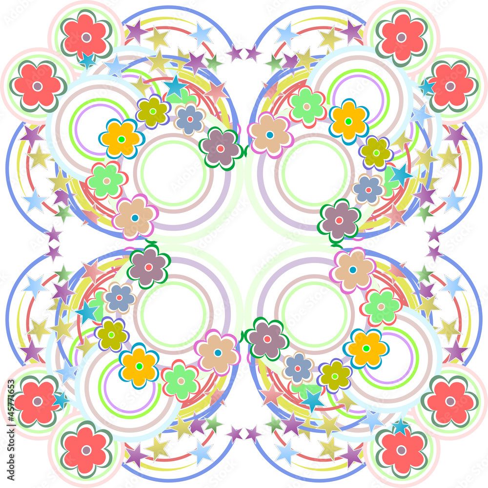 Poster seamless retro colourfull flower pattern in vector