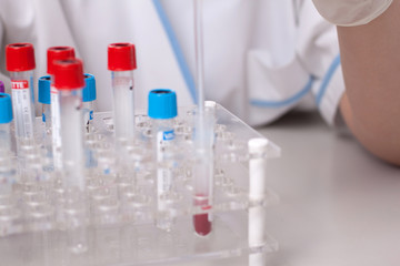 Woman researching in lab.