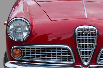 Front of old car, retro, closeup