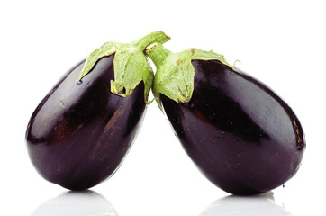 eggplant,aubergine sliced vegetable on the white background
