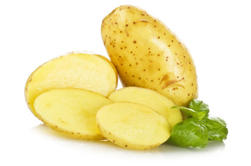 Naklejka na ściany i meble potato sliced on the white background close up
