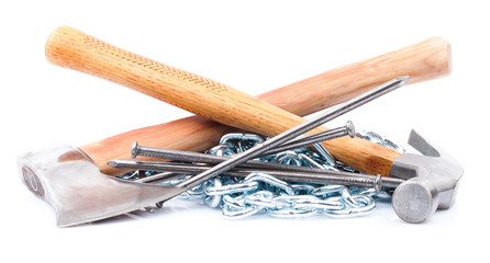 carpenter tools isolated on white