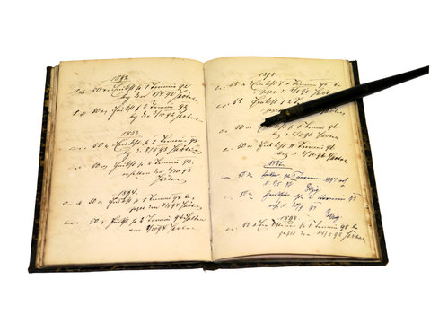 antikes Notizbuch, Schrift von 1850