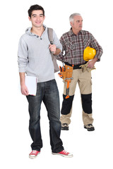 Carpenter stood with young male trainee