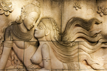 Sculptures on the wall