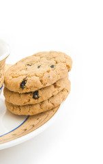 cookies and cup on white