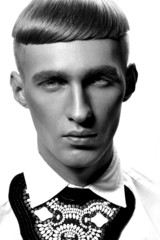 hair elegant man wreath in white