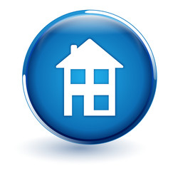 maison sur bouton bleu