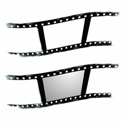 Old blank film strip isolated on white