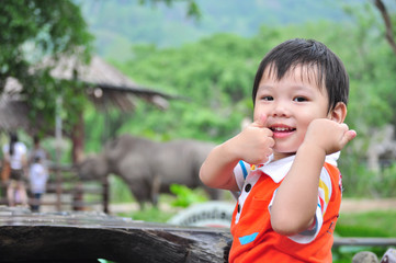 Happy Boy at The Zoo