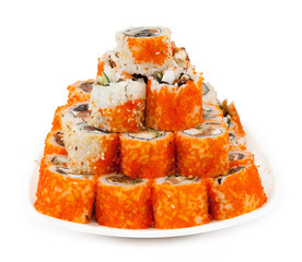 Rolls are laid out on white plate