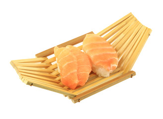 Delicious sushi rolls on containers cuisine