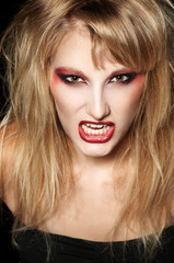 The portrait of an angry  girl