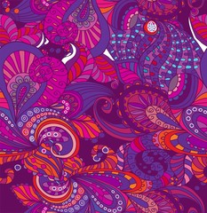 Doodle seamless color floral background
