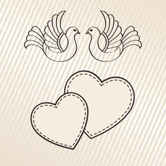 Wedding announcement with doves, vector