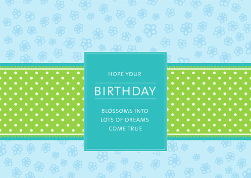 Birthday card with flowers and ribbon with dots © Ellen Beijers