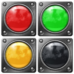 Traffic  lights set with clouds reflections - obrazy, fototapety, plakaty