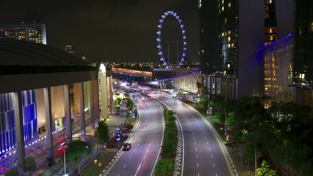 Singapore street at night, timelapse