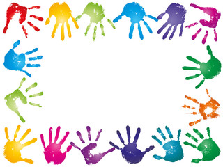 High resolution conceptual painted hand shape isolated on white