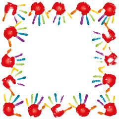 High resolution conceptual painted hand shape isolated on white