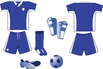 white and blue soccer equipment