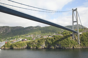 Big long suspension bridge in Bergen, Norway