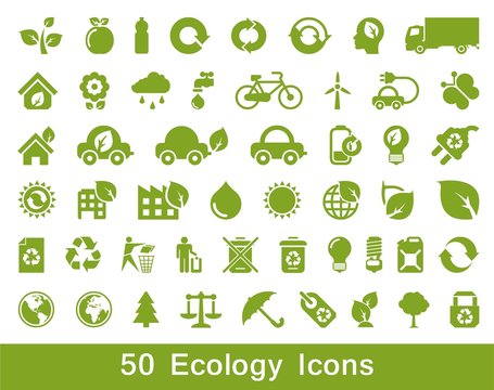50 Ecology and recycle icons, vector set